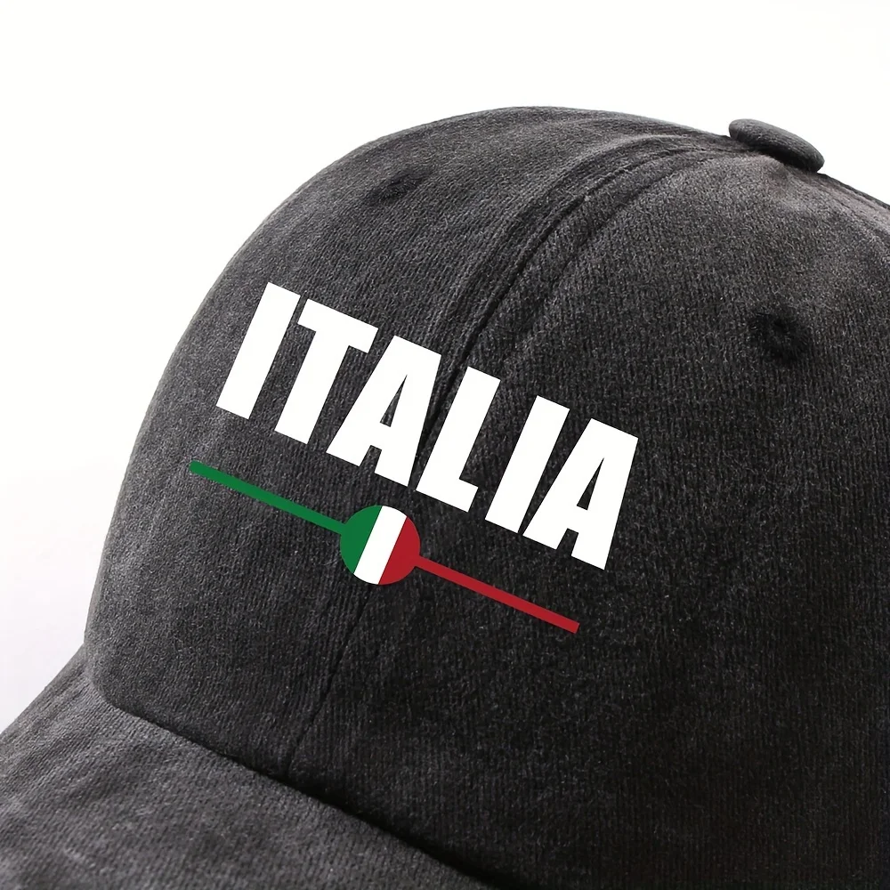 1 Adjustable, Lightweight, Baseball Cap with "ITALIA" Embroidery Black, Olive Green, Pink, Gray, Red, Navy Blue Perfect for