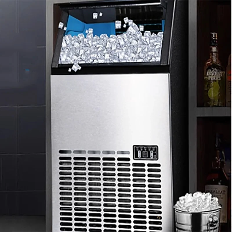 Stainless Steel Electric Commercial Ice Maker Machine with Square Ice   Cubes  Capacity for Hotel & Restaurant Use