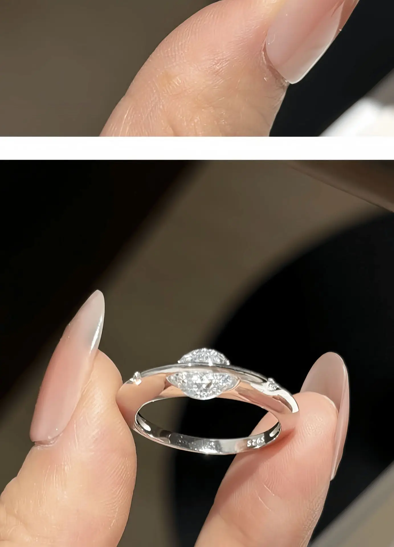 S925 Silver Side Set Moissanite Ring for Women, Fixed Size Minimalist Fine Jewelry