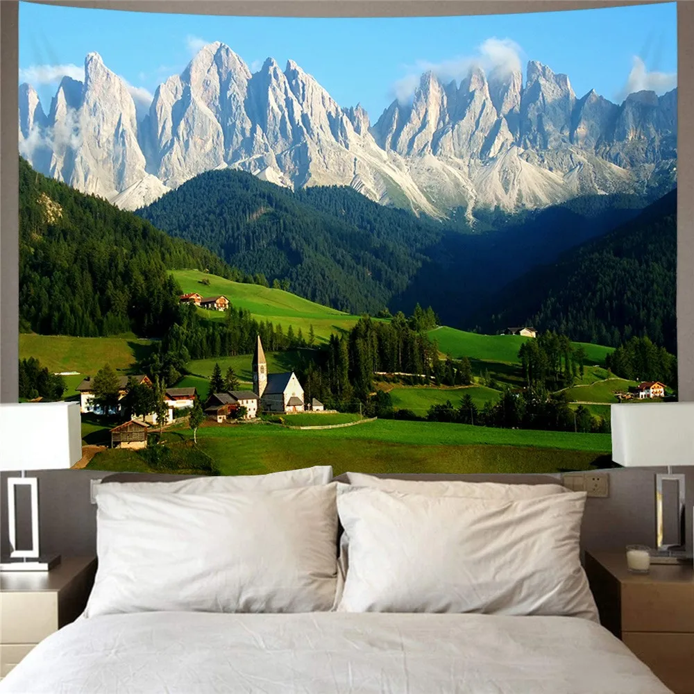 Fresh grassland landscape background cloth bedroom dormitory renovation wall decoration poster wall cloth hanging cloth forest