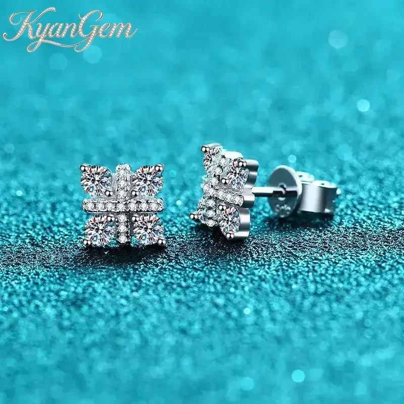 KyanGem 18K Gold  Women's Earrings, Micro Inlaid 48 Point Moissanite 18K Platinum Diamond Fashionable Earrings