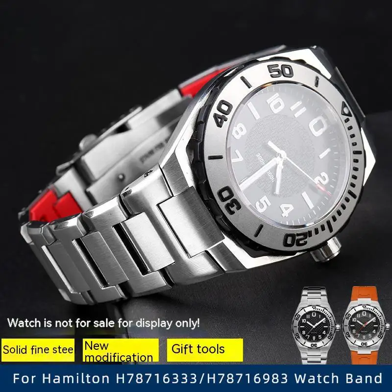 For Hamilton Devil Fish Series Watch H78716333 H78716983 Band High Quality Solid Stainless Steel Watch Chain Special Notch 24MM