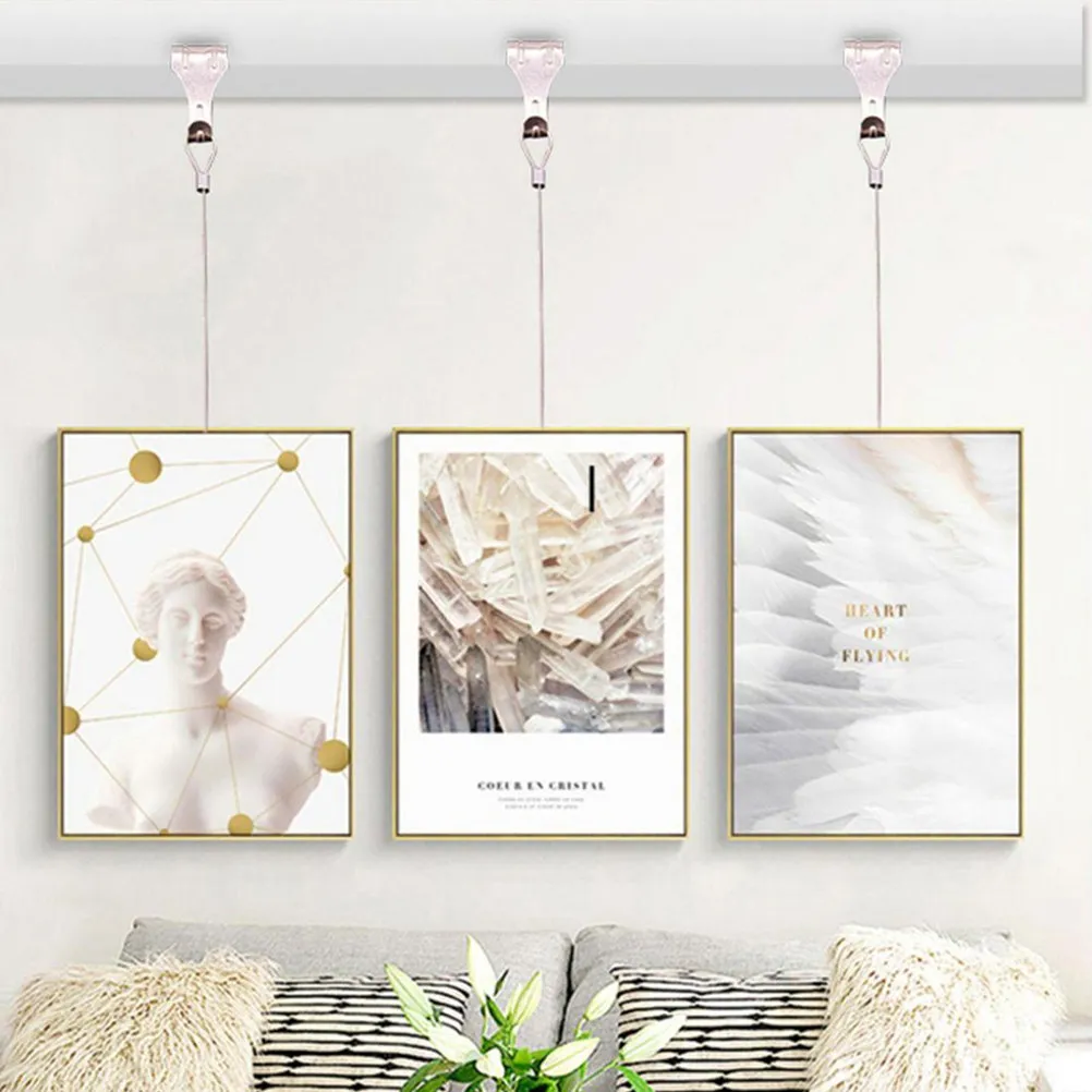 4Sets Picture Hanger Steel Wire Rope Heavy Duty Hanging Cord for Picture Frames Photo Frame Hanging Rope DIY Craft Tool Home