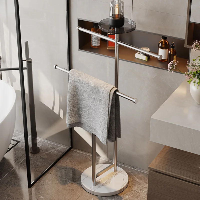Solid thickened floor-standing movable bathroom storage rack bathroom towel rack