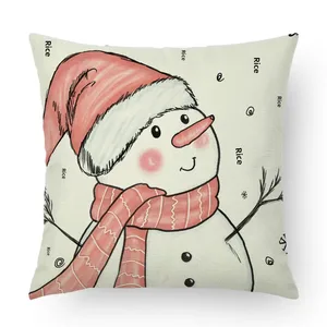 Cartoon Rose Christmas Santa Pillow Floral Pillow Digital Printing Snow Doll 12 Main Sales Embroidered Pillows - №4