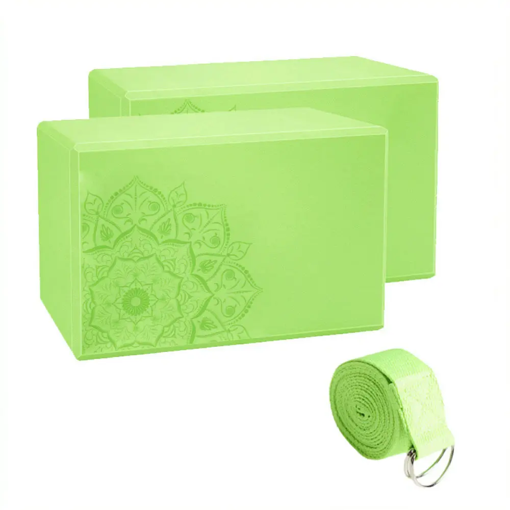 Essential Yoga Blocks Set Foam Bricks With Stretching Band Fitness Workout Equipment For Pilates Stretching Balance