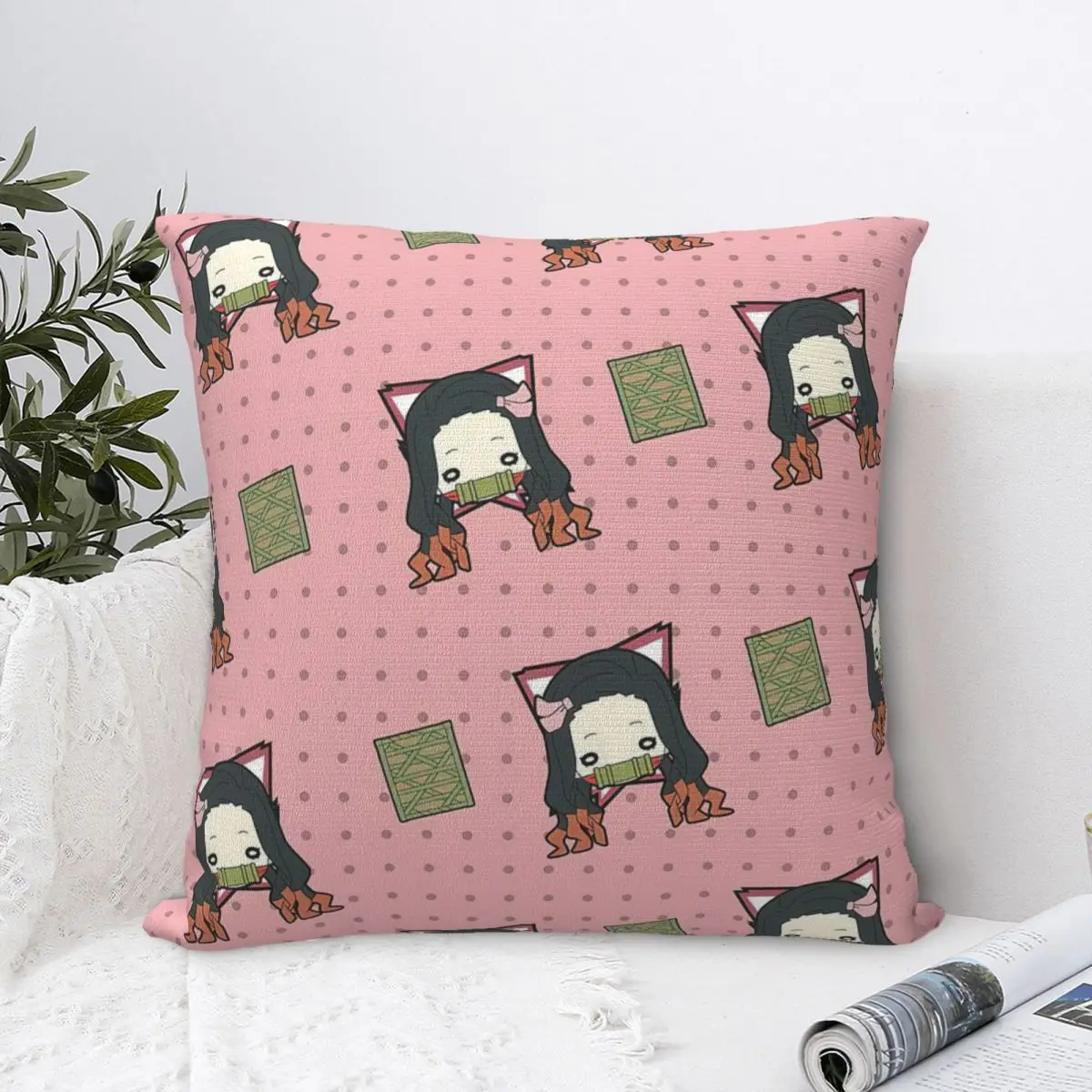 Cute Cartoon Demon Slayer Pillowcase Polyester Cushion Cover Decorative Kimetsu No Yaiba Anime Pillow Case Cover Home  40X40cm