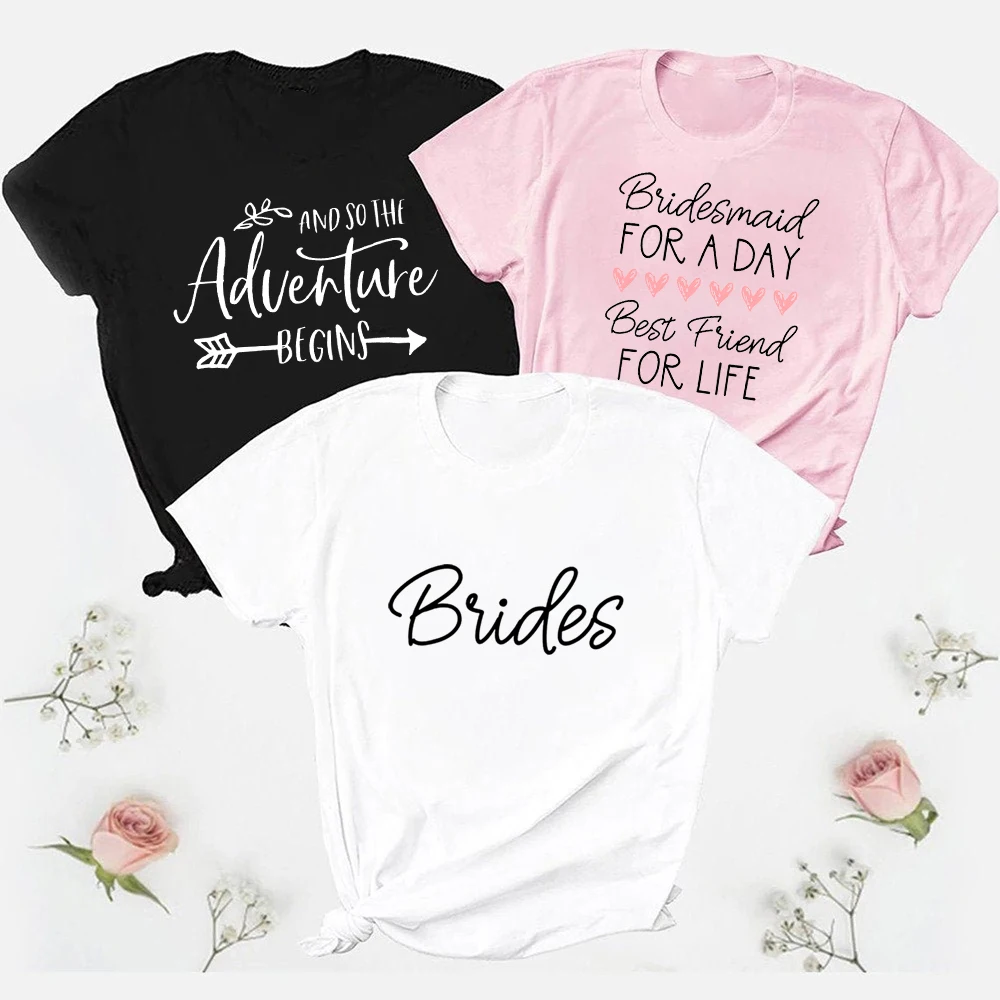 

The Bride T-Shirt Maid of Honor Women Shirts Bridesmaid Tops Team Bride Tees Bachelorette Bridal Shower Party Gift