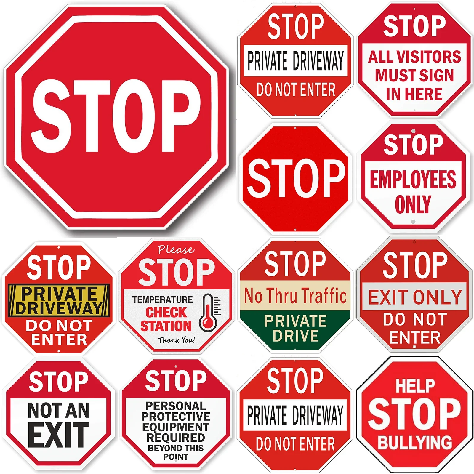 Stop Metal Tin Sign Street Slow Warning Reflective Signs 12 x 12 Inches Octagon Rust Free Aluminum UV Protected and Waterproof