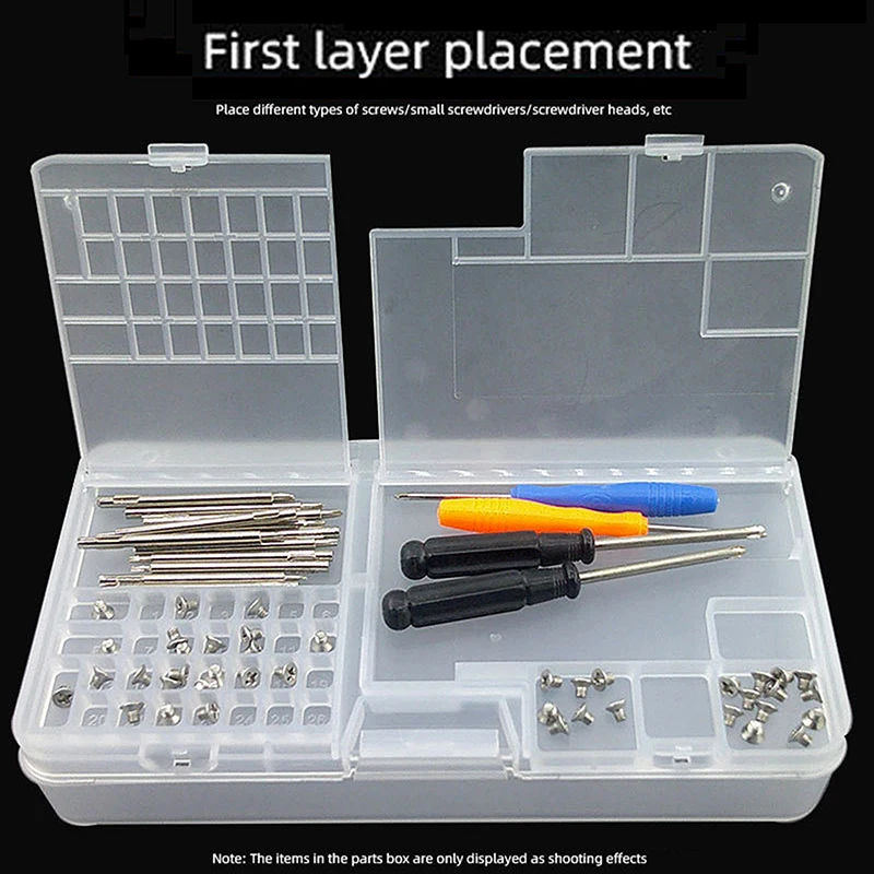 Caja de almacenamiento multifuncional de doble capa, caja de almacenamiento de reparación de teléfonos móviles para tornillos de placa base, herramientas de almacenamiento de piezas pequeñas