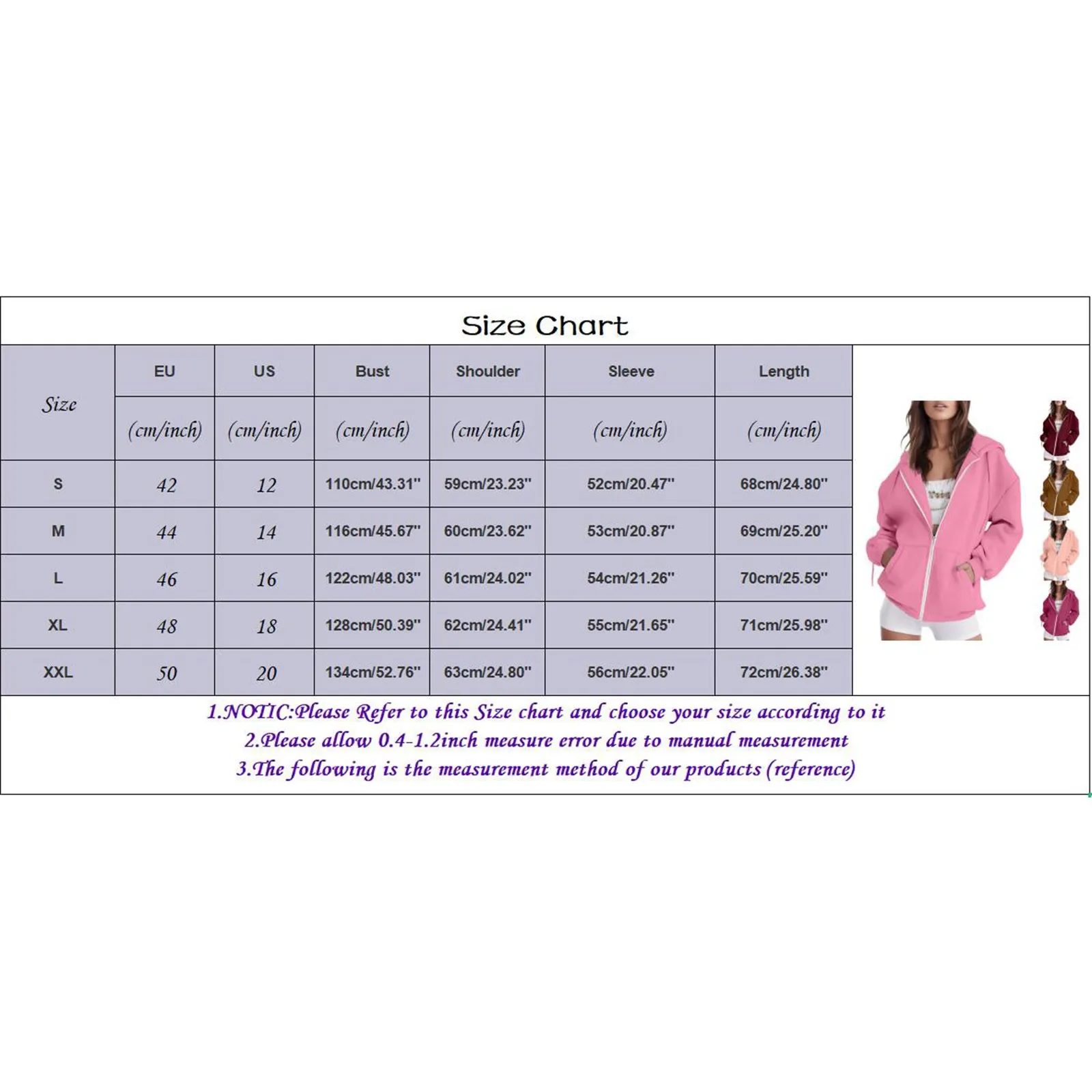 Plus Size Hoodie For Women Casual Solid Color Long Sleeve Zipper Hooded Coat Pocket Stitch Sweatshirt Tops Fleece Zip Up Jackets