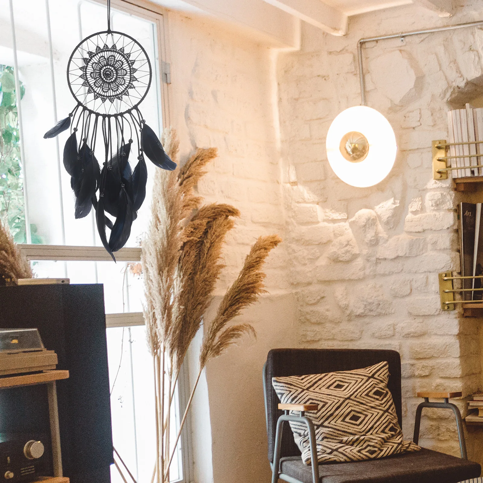 

Dream Catcher Hanging Decor Woven Boho Wall Art For Bedroom Nursery Room Window Balcony Home Office Room Large Pendant