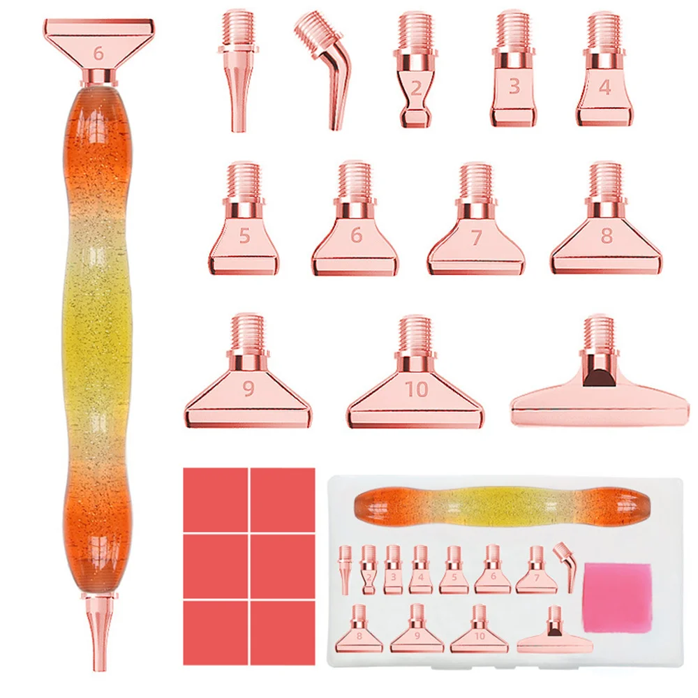 

20pcs/set Diamond Painting Starry Sky Art Pen Set, Threaded Metal DIY 5D Tool, 12pcs Pen Tips, 6pcs Clay with Storage Box