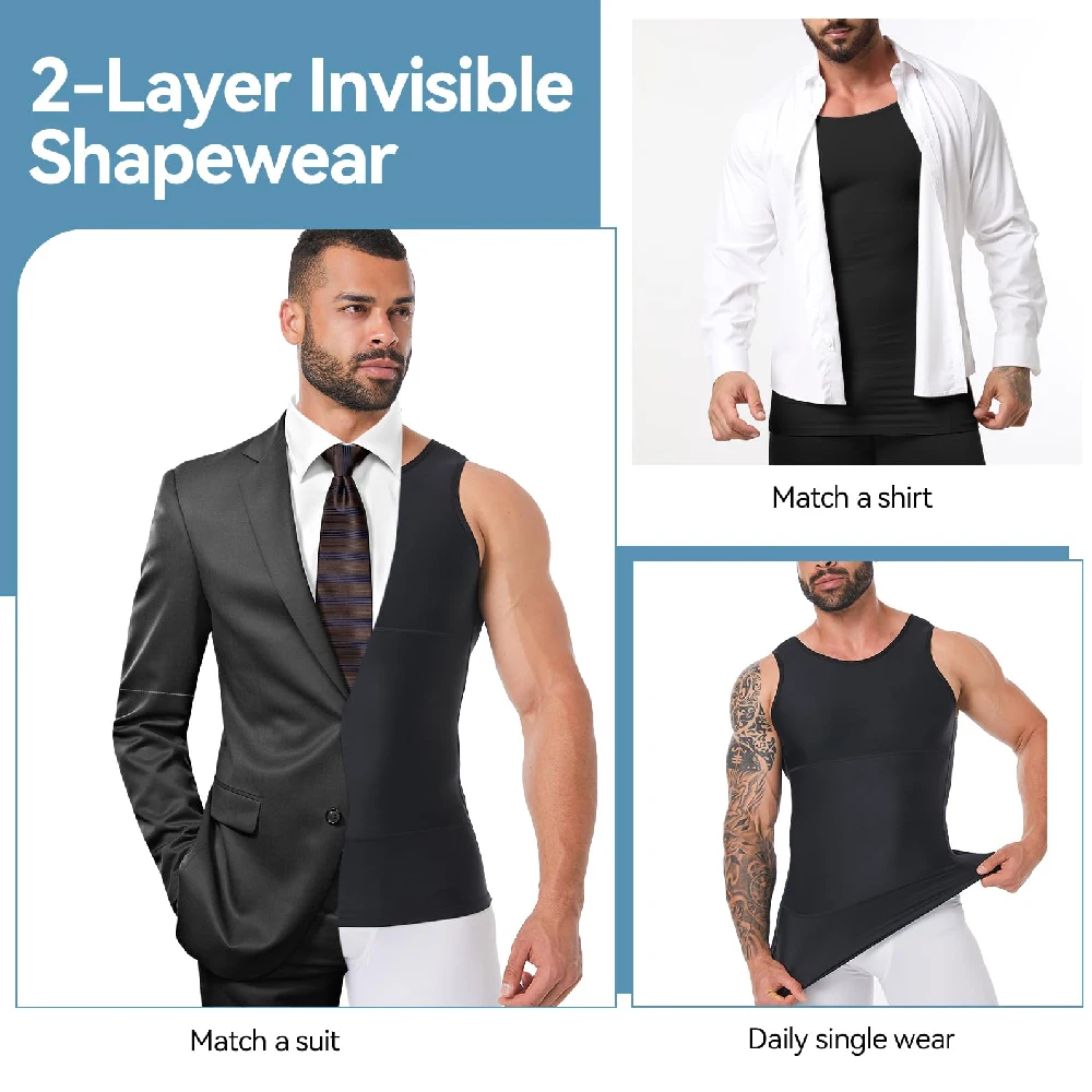 1PCS Slimming Body Shaper Tank Top for Men, Compression Sleeveless Vest, Abs Abdomen & Chest Control Workout Daily Shapewear