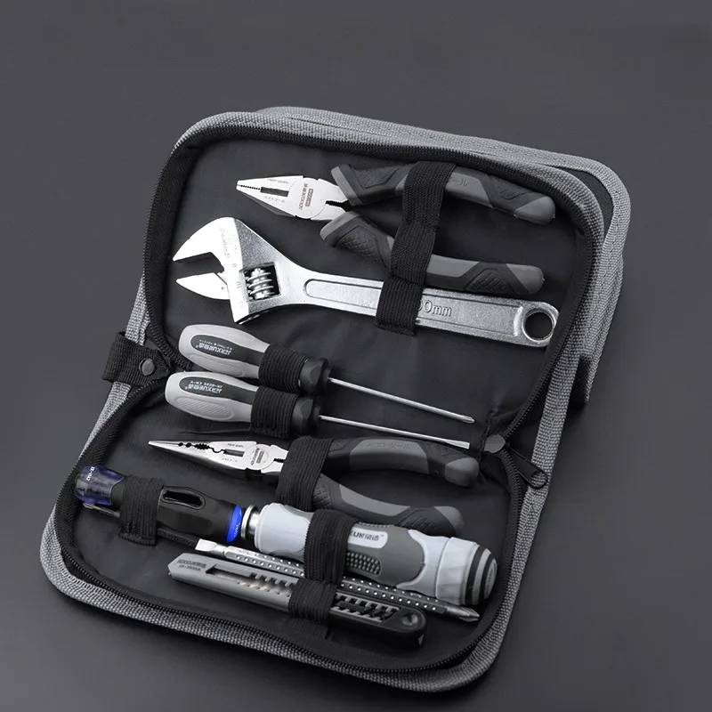 Ensemble d'outils à main portables multifonctionnels pour la maison, ensemble de réparation d'électricien, tournevis, clé, pinces, sac de rangement d'outils matériels