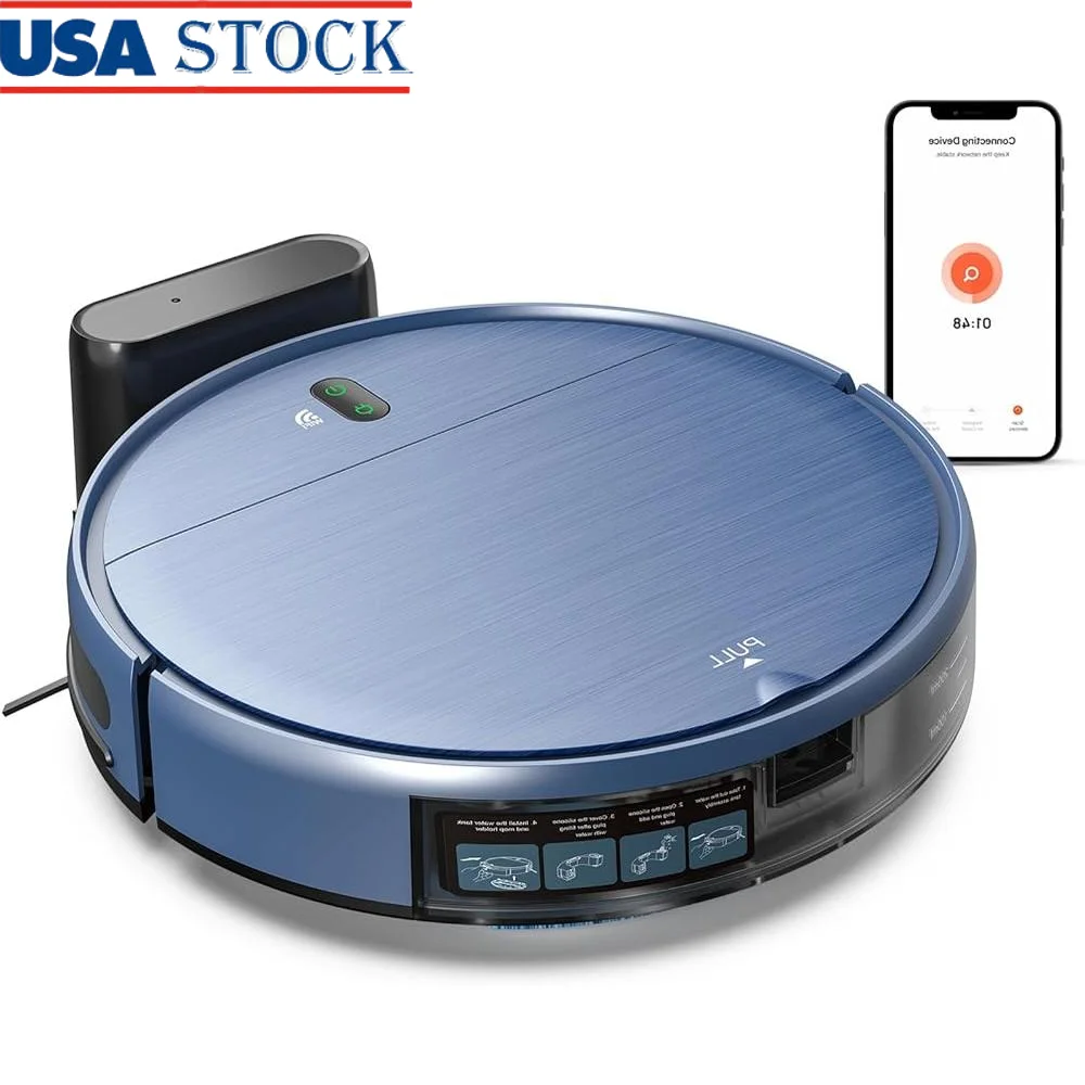 2-in-1 หุ่นยนต์ดูดฝุ่นและ Mop WiFi App ควบคุมเสียงชาร์จด้วยตนเองดูดที่มีประสิทธิภาพ 1400Pa หลีกเลี่ยงอุปสรรคพื้นแข็ง