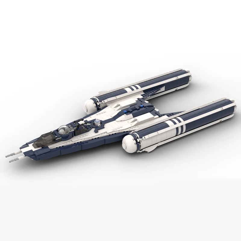 MOC Star Y-Wing Starfighter Dark Blue Red Yellow Version Building Block Set with Stand for Fans Model Assembly Toy Birthday Gift view 4