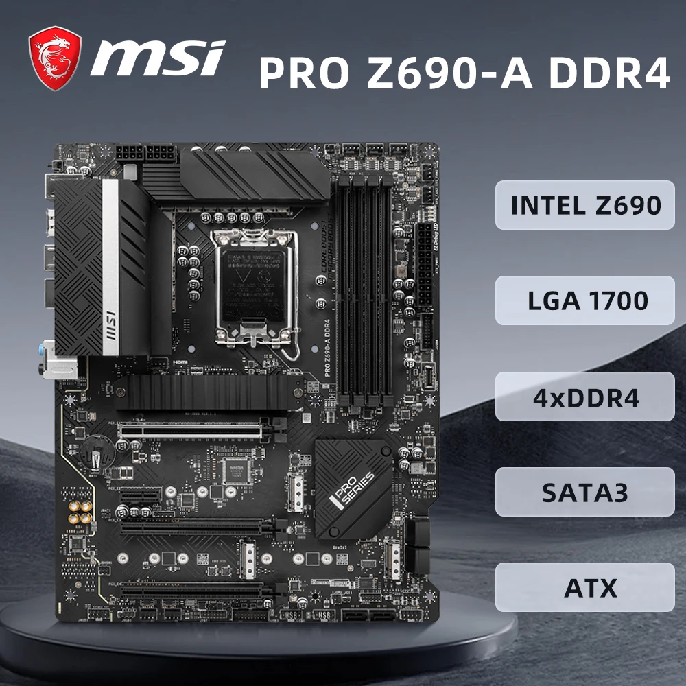 MSI PRO Z690-A DDR4 마더보드, 데스크탑 컴퓨터 메인보드, LGA1700 SATA3 M.2 지원, 12900 12700KF i5 12400F i5-12400F 12600KF 