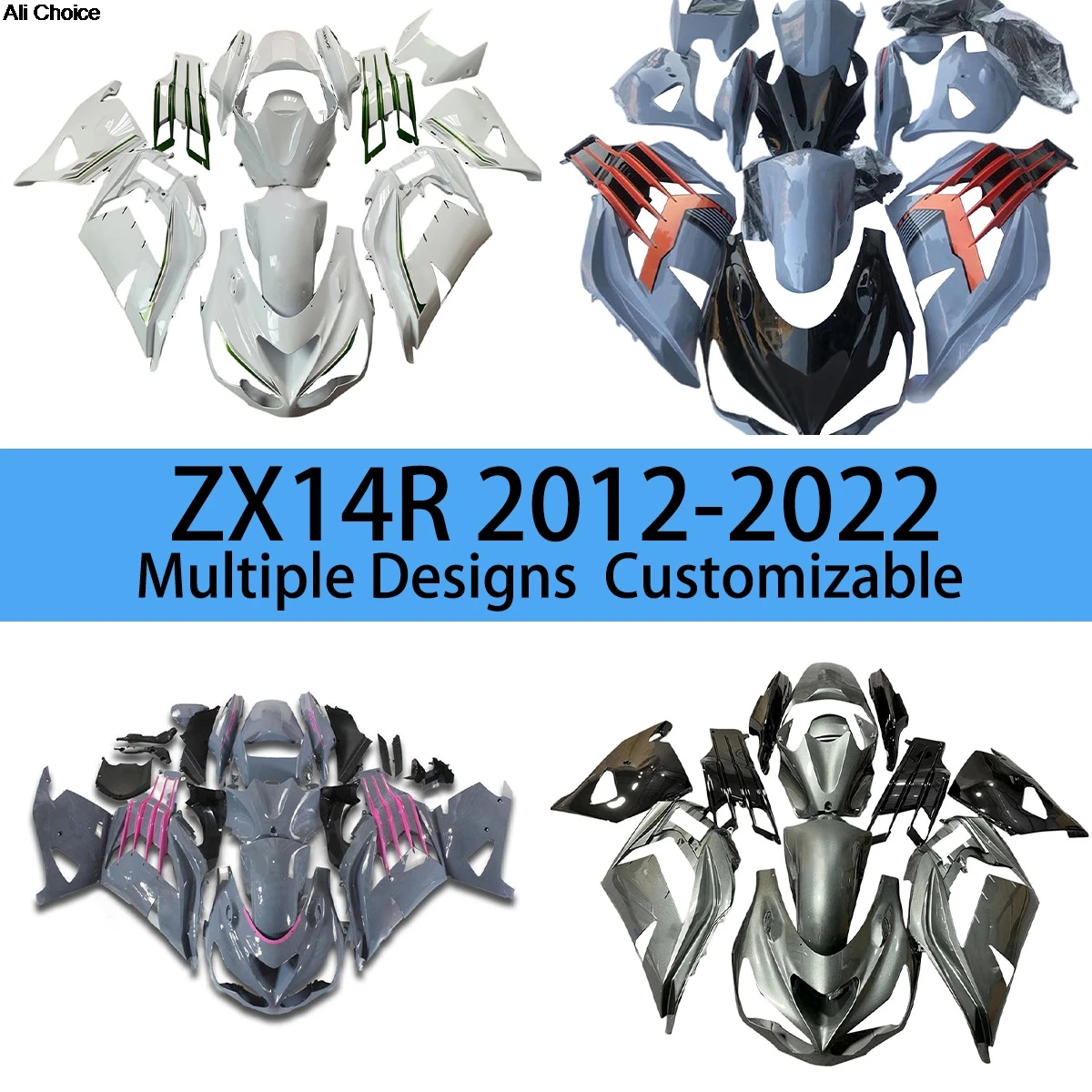 

Fit for Kawasaki Ninja ZX14R 2012 2013 2014-2022 Prime Fairing Set ZX 14R 12-20 21 22 ABS Plastic Fairings Set Parts Kit