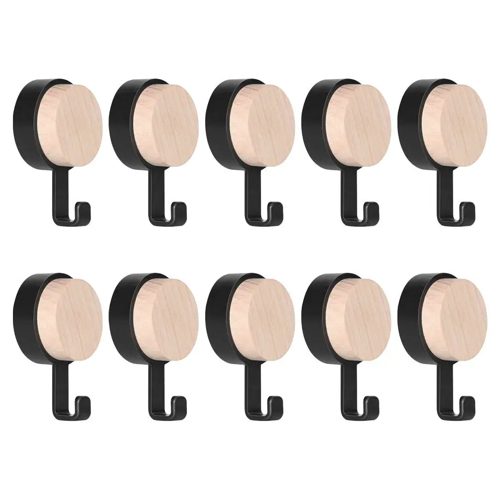 10Pcs Modern Simple Design Wooden Wall Hook No Drill Pasting Hook for Bathroom Kitchen Wall Door Hanging Coats Keys Scarves Home