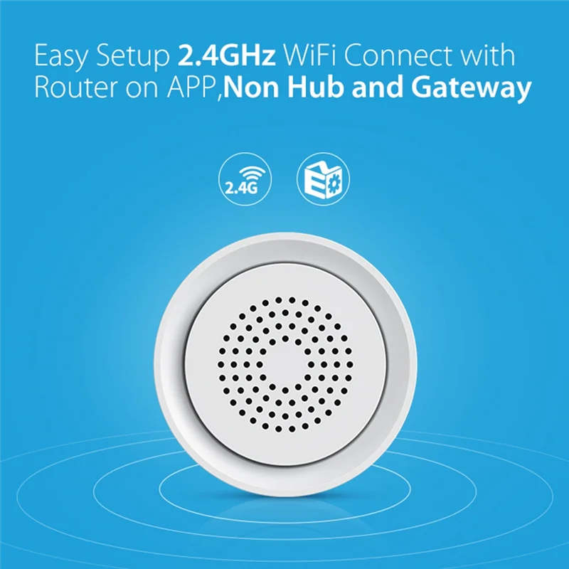 Tuya Alarm Sirene Pintar Sensor Alarm Wifi Peringatan Lampu Suara Sensor Cerdas USB Kompatibel untuk Alexa Google Home