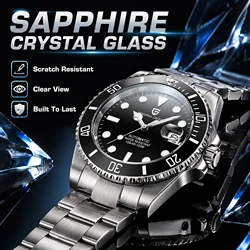 PAGANI DESIGN Men's Automatic Diving Watch 100M Waterproof Stainless Steel Luxury Sapphire Sports Men's Mechanical Watch