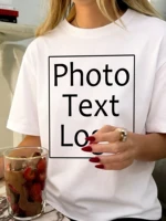 On Clearance Sale Personalized Custom Female T-Shirt Casual Simple Soft Short Sleeve Loose O-Neck Street Tee Basic Workwear 3
