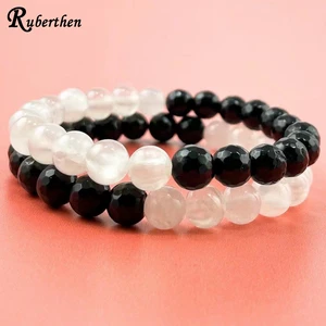 Ruberthen-Justrin-Tourine für Mann und Frau, Tourinbremse, AAA-Klasse, Gesicht, Yin Yang, Heeling, Angstlinderung, Ausgleich, 8 mm 8 Hauptverkäufe Selenit- und Turmalinarmbänder - №8