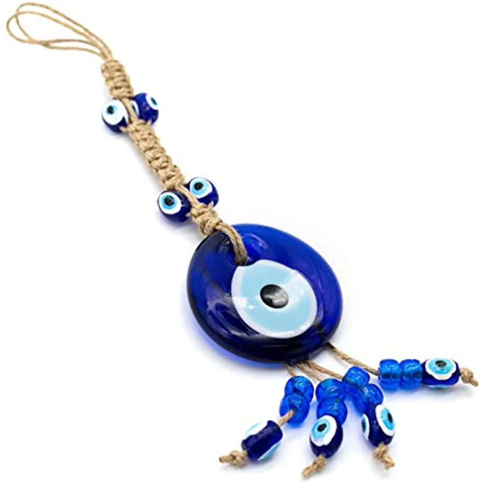 

Lucky Eye Handmade Crystal Beads Wall Hanging Glass Blue Turkish Evil Eye Pendant for Home Decor Living Room Wall Decoration