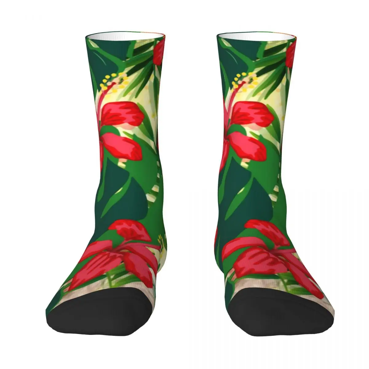 Tropical Flower Socks Funky Floral Art Leisure Stockings Men Warm Soft Skateboard Socks Winter Design Anti Skid Socks