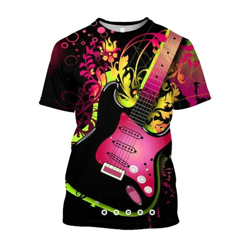 

Music Guitar 3D Printed Men Women Tshirt Summer Trendy Harajuku O-Neck T-shirt Casual Short Sleeve Oversized Kids Clothing Tops