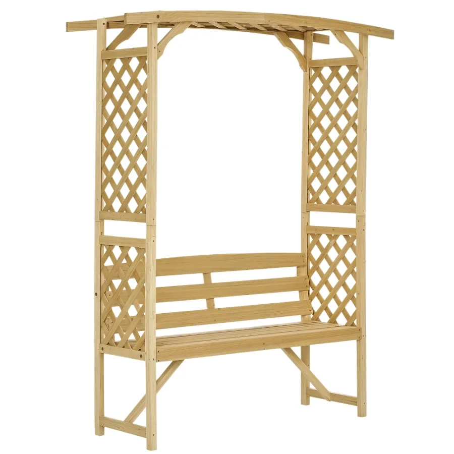 

Patio Garden Bench Wooden Bench Outdoor Bench for Vines Climbing Plants Natural
