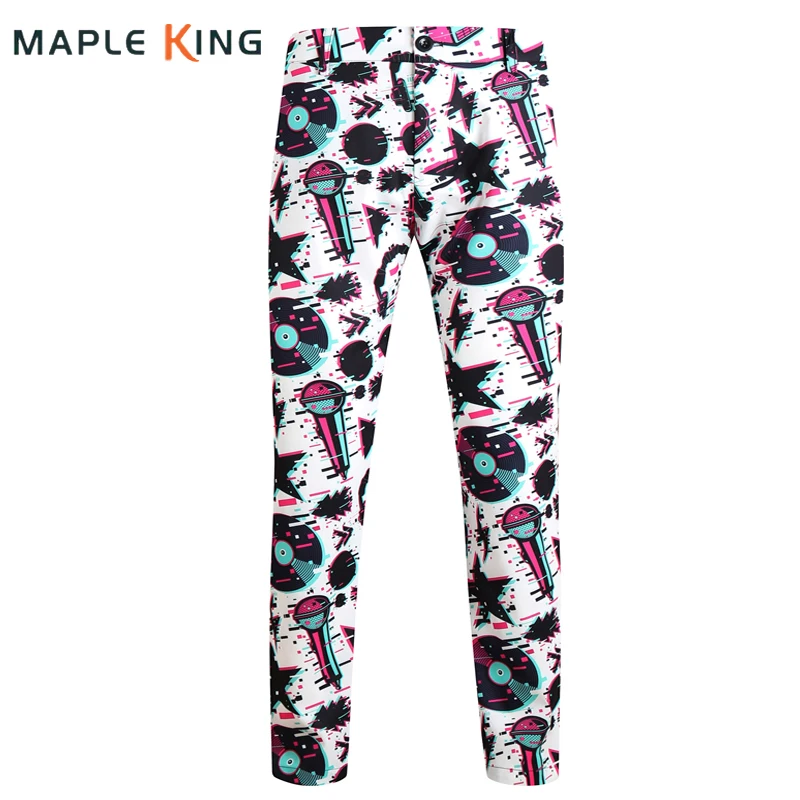 Pantalones de vestir para hombre, pantalón para hombre Classique 2025, moda para club nocturno, DJ, elementos musicales, vestido estampado, traje, pantalones para hombre, pantalones largos