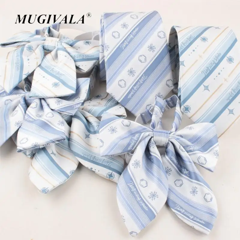 Japanese Academy School Tie Sailor Uniform JK Uniform Collar Lead Flower Blue Striped Neck Tie Butterfly For Girls Students