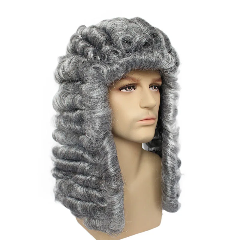 Mengqian Lawyer Judge Wig for Court Cosplay Party Halloween Costume Accessories Curly White