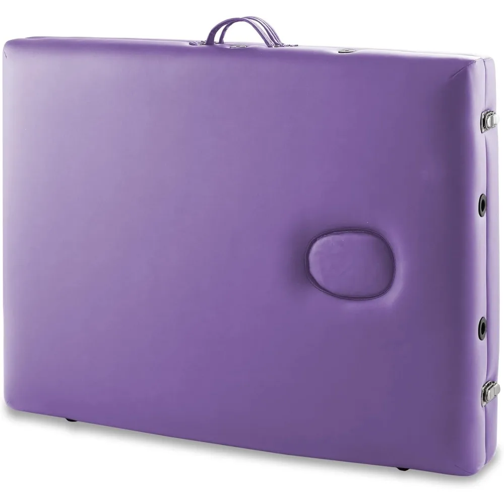 طاولة تدليك احترافية خفيفة الوزن ثنائية الطي مع أرجل من الألومنيوم - تتضمن مسند الرأس ومساند للذراع وحقيبة حمل