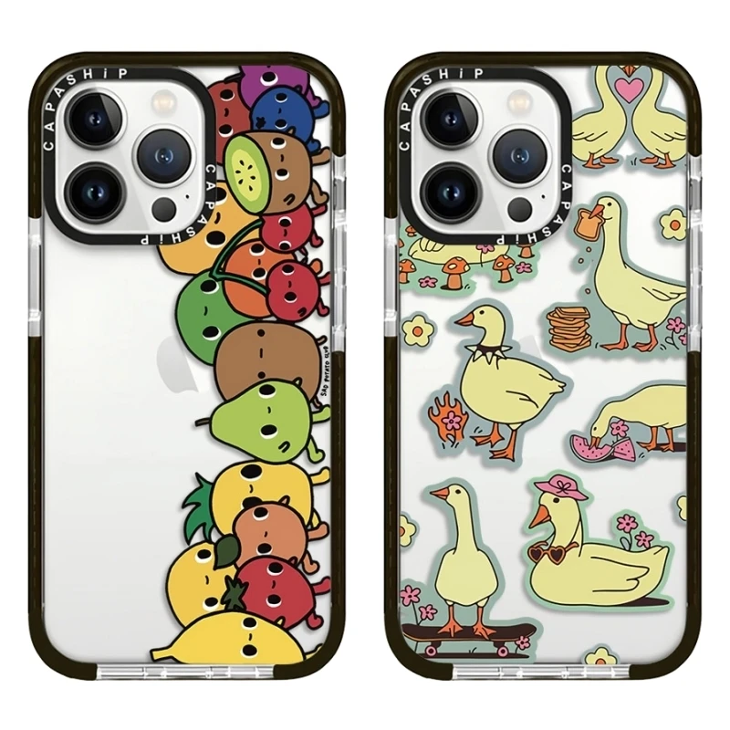 Cartoon Fruit Team Various Forms Ducks Case For iPhone 15 14 13 12 11 Pro X XS XR Max 7 8 Plus SE Soft TPU Shockproof Back Cover