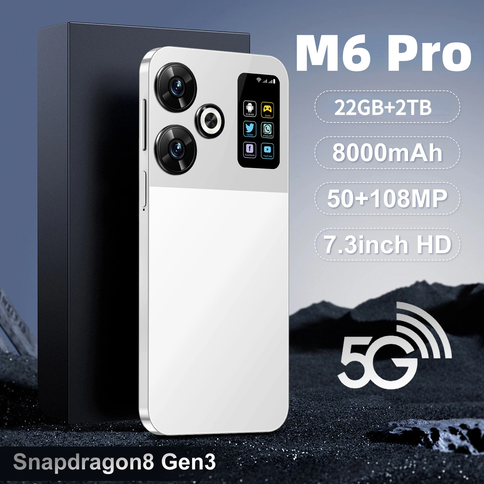 

2024 New Brand M6 Pro Smartphone Global Version 22G+2TB 4G/5G Dual Sim Cellphone Android14 Unlocked Mobile Phone Celular NFC