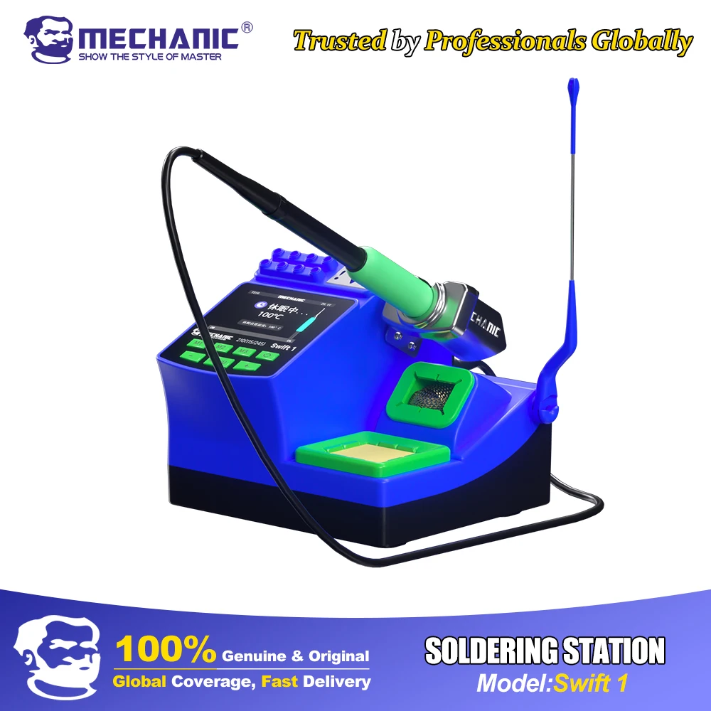 

Интеллектуальная цифровая паяльная станция MECHANIC мощностью 200 Вт с быстрым нагревом 2s, цветным дисплеем, совместимым с жалами C115/C210/C245