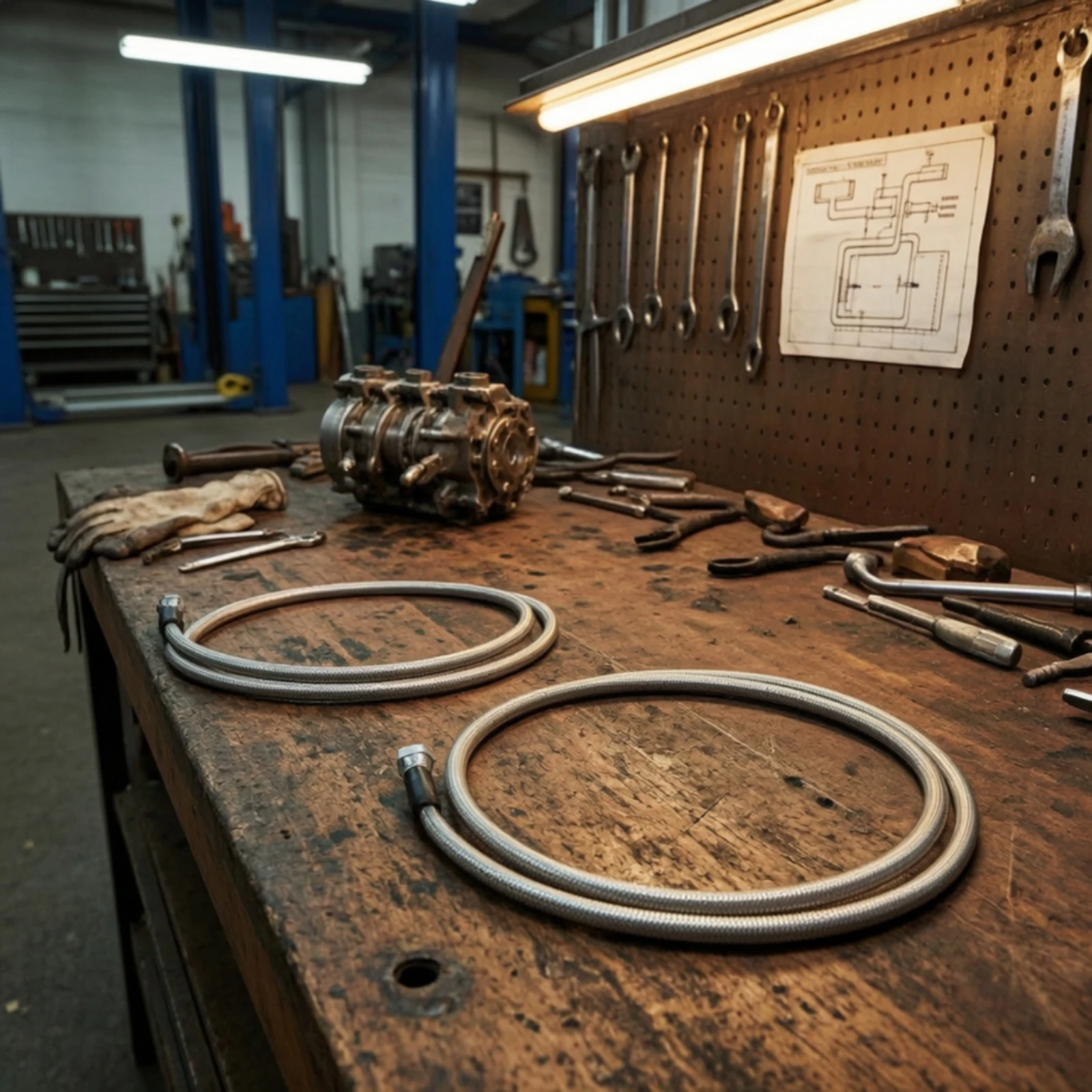 Gearbox Cooler Line with Fittings Heavy Duty Gearbox Cooler Hose Braided Line Kit Sturdy Lightweight for Mechanics