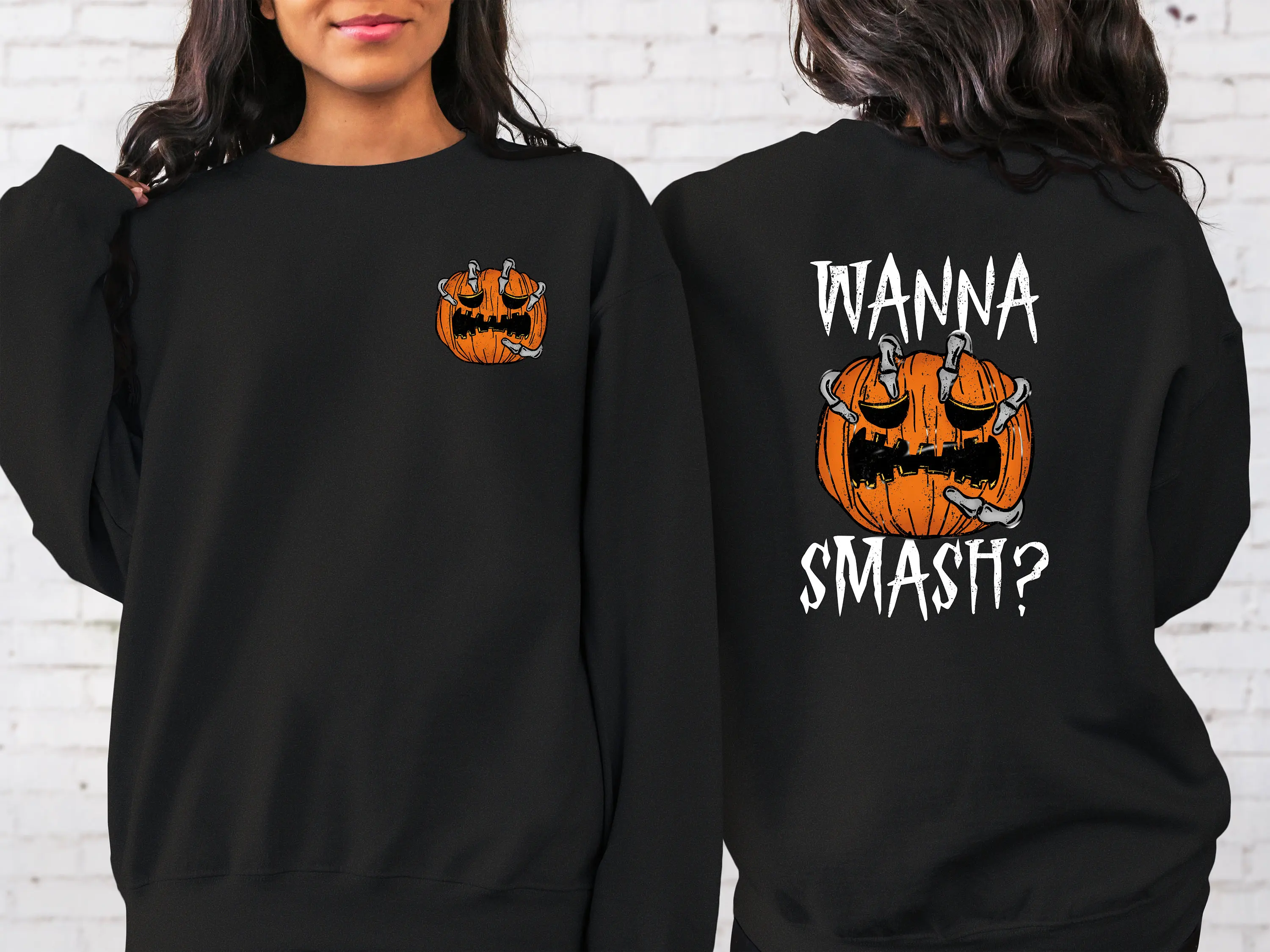 

Wanna Smash Halloween Sweatshirt Hoodie Men's and Women's Round Neck Sweatshirts Y2k Tops Autumn Winter Pullover Women Clothing