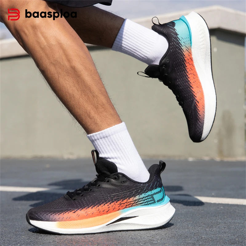 Baasploa Men Professional Running Shoes Casual Lightweight Breathable Carbon Plate Sneakers Male Outdoor Non-slip Sports Shoes