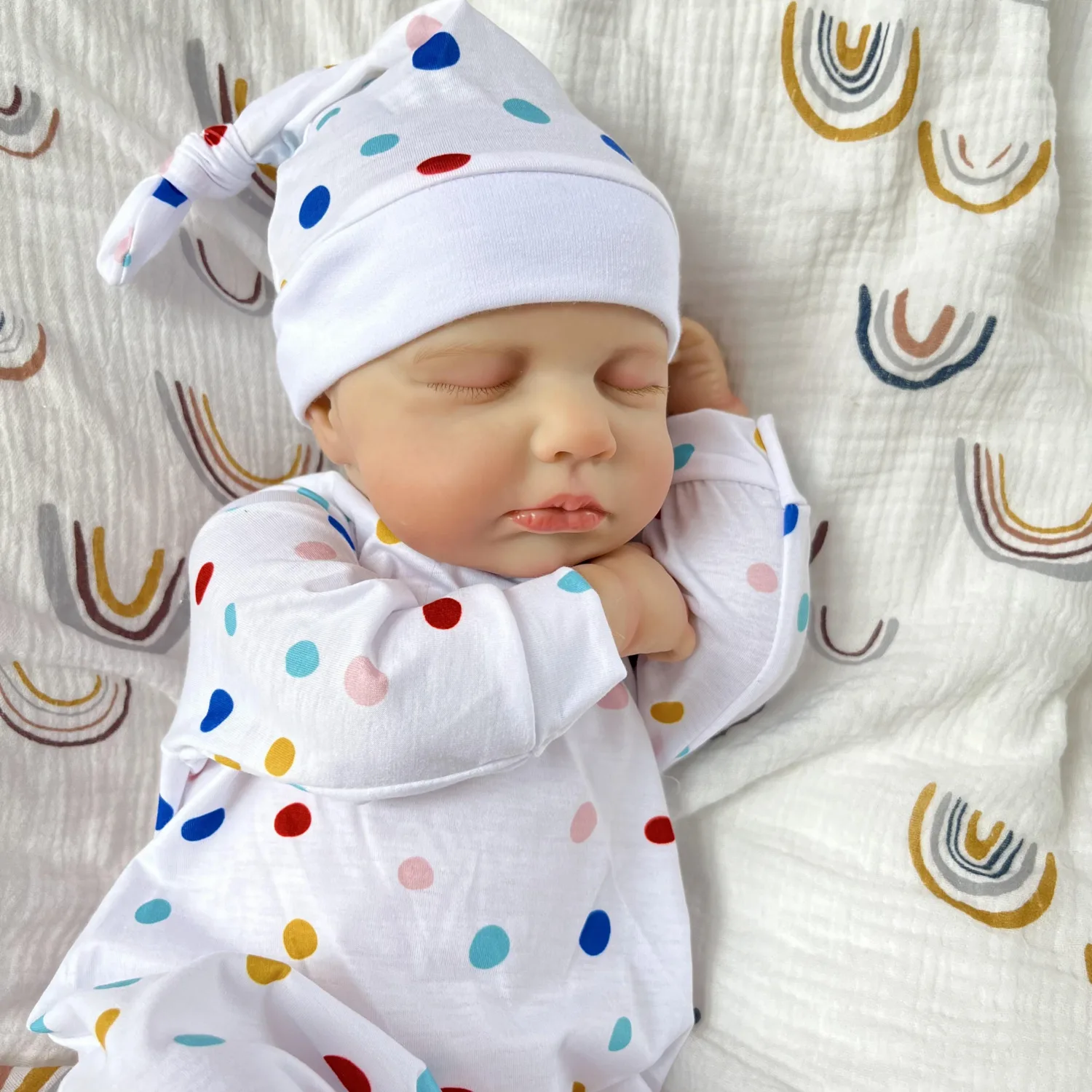 

Кукла-реборн спящая, 48 см, с мягким тканевым телом, 3D-кожей и имитацией кровеносных сосудов, подарок на день рождения для детей, игрушка для ролевых игр