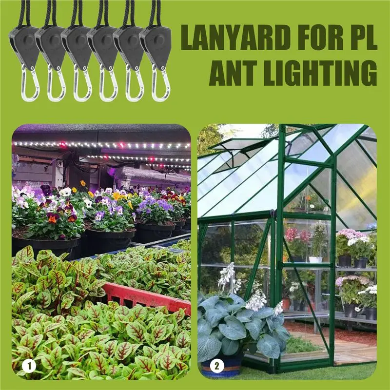 A33Z-6Pcs 1/8 Inch Heavy-Duty Adjustable Growth Light Ratchet Rope Hanger, Used For Gardening Of Growing Lamps