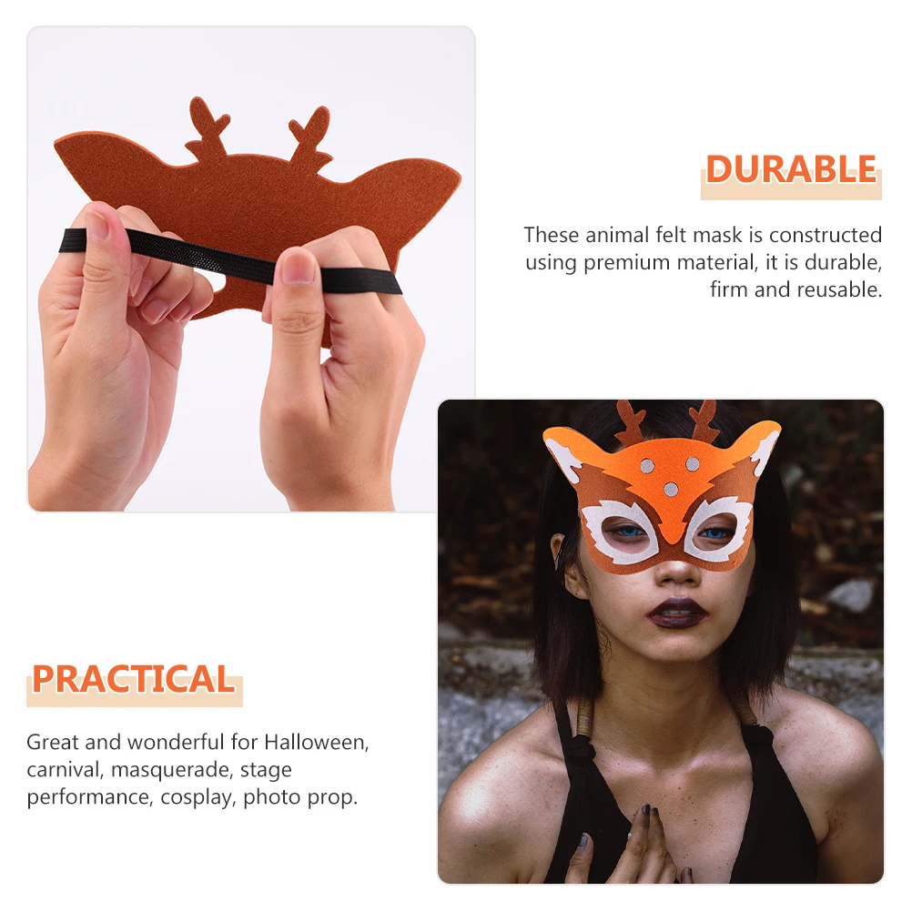 

5pcs Animal Felt Masks Kids Reusable Halloween Party Cosplay Photo Prop Birthday Theme Masquerade Stage Performance