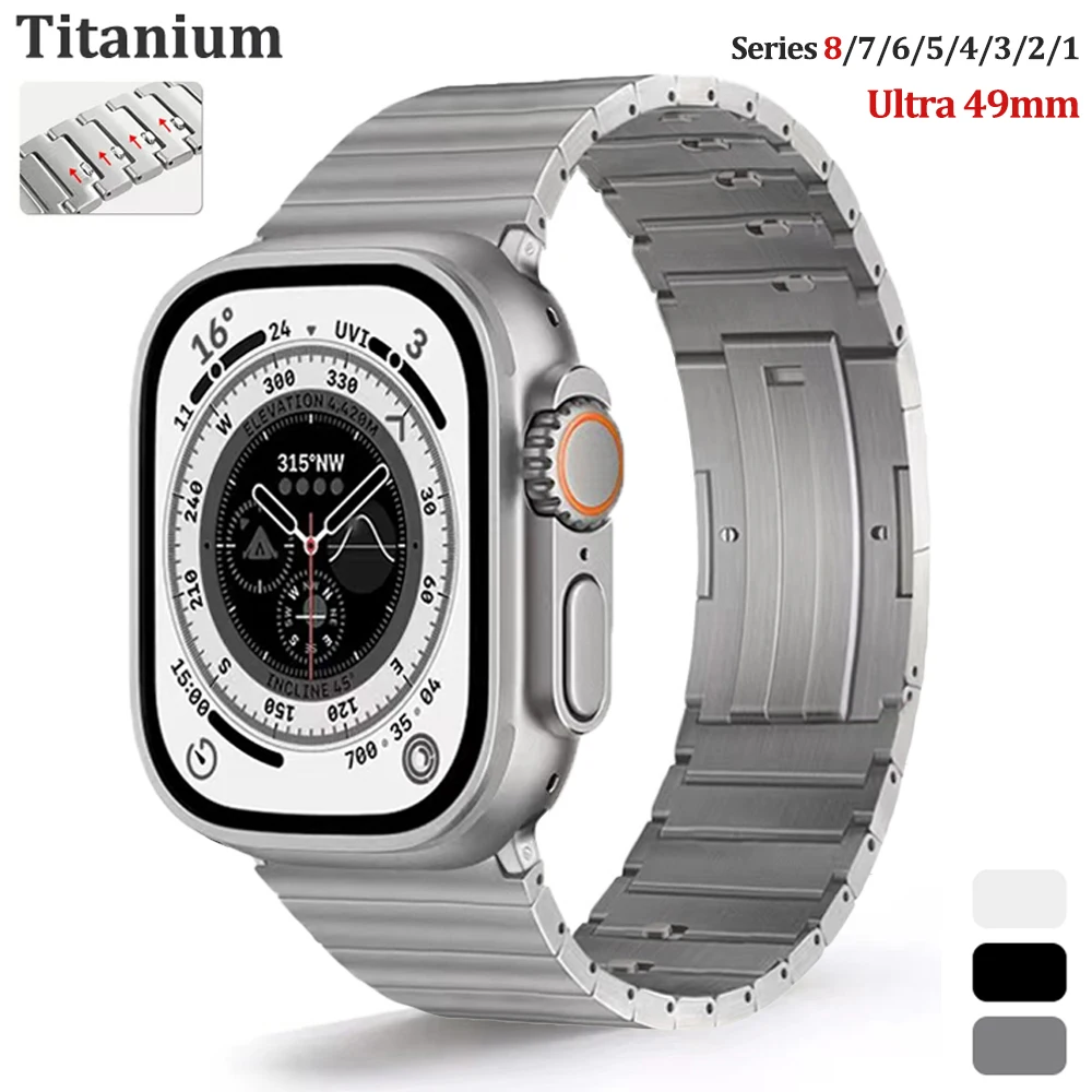 

Luxury Titanium Strap For Apple Watch Band Ultra 49mm 41mm 45mm Link Bracelet For iWatch Series 8 7 6 5 4 3 SE 38 40mm 42mm 44mm