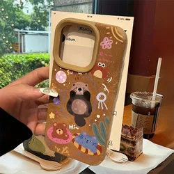 Swimming Otter L Suede High Value Fashion Phone Case For iPhone 16 Pro Max XS X XR 15 14 Plus 13 12 11 Shockproof Bumper Cover