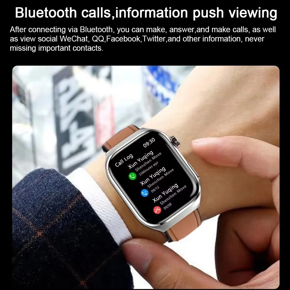 Новые 2,04-дюймовые AMOLED Bluetooth-вызовы Новые умные часы для здоровья Мужские часы ЭКГ Часы с мочевой кислотой и липидом в крови Наручные часы SOS Sports Sm