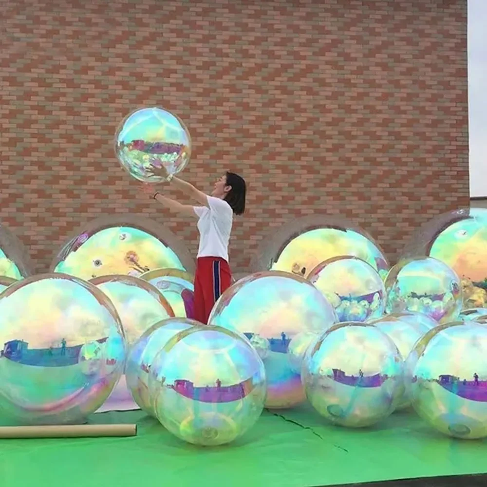 Hanging Inflatable Mirror Ball Sphere Giant Mirror Balloon For Decoration Sealed Gold Silver Blow Up Outdoor Toys