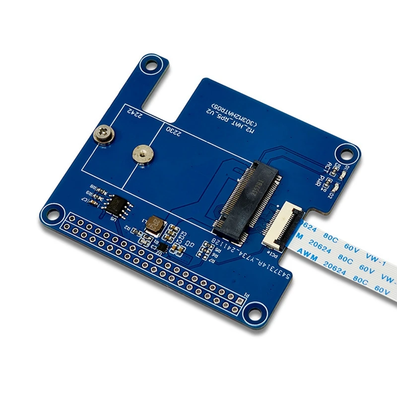 For Raspberry Pi 5 PCIE M.2 SSD Expansion Board Supports Hailo8l Module For 2230/2242 NVME SSD-B12B